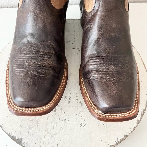 Rod Patrick Mens Cowboy Boots 12EE Antique Mocha Bison Brown Western Blunt Toe - Picture 6 of 12